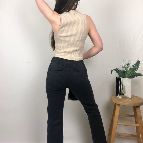 3/$20 | Beige ribbed mock neck sleeveless crop top - Picture 4 of 4